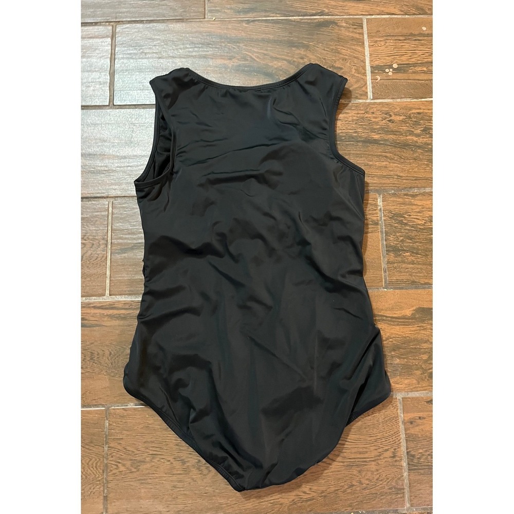Embrace Your Curves by Miracle Brands Black Ruched One Piece Swimsuit 1X 16W-18W